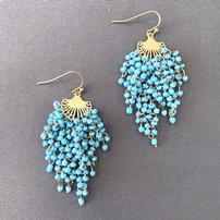 Designer Turquoise Waterfall Seed Bead Earrings 202//202